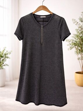 Z Supply Charcoal Gray Mini Dress with Front Zip Best for Size S